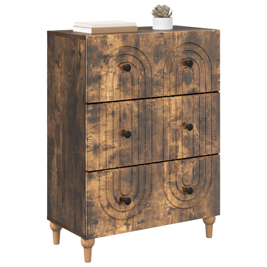 Drawer Cabinet Smoked Oak 66 x 34.5 x 90 cm Engineered Wood Drawer Cabinet Smoked Oak 66 x 34.5 x 90 cm Engineered Wood