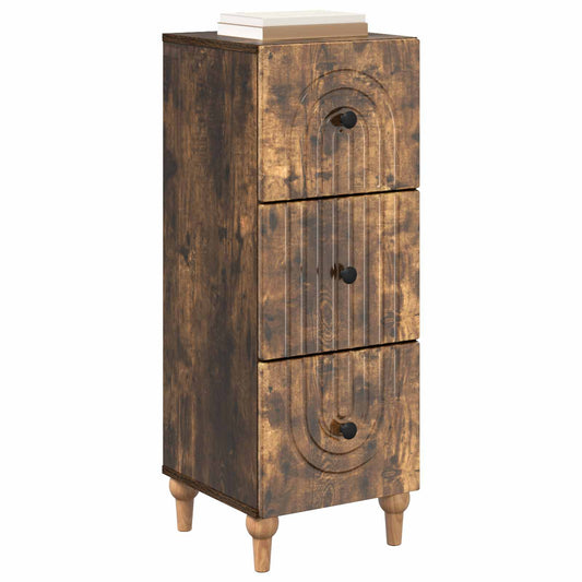 Drawer Cabinet Smoked Oak 33 x 34.5 x 90 cm Engineered Wood Drawer Cabinet Smoked Oak 33 x 34.5 x 90 cm Engineered Wood