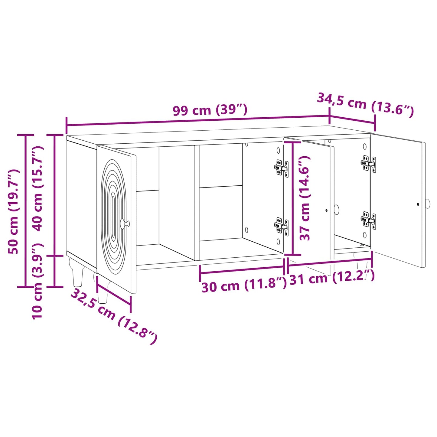 TV Cabinet 99 x 34.5 x 50 cm Concrete Grey Engineered Wood