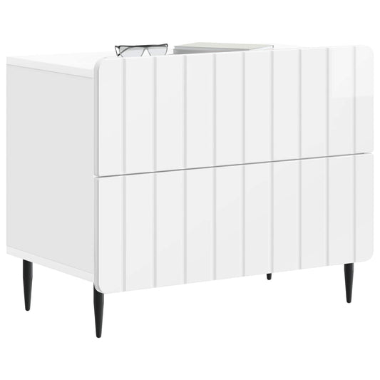 Bedside Cabinet High Gloss White 62 x 34.5 x 49.5 cm Bedside Cabinet High Gloss White 62 x 34.5 x 49.5 cm