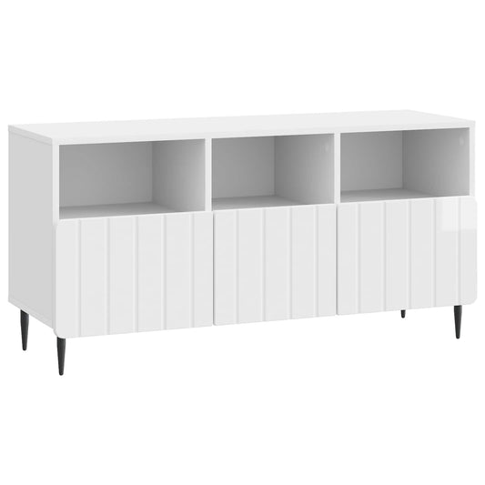 TV Cabinet High Gloss White 102 x 34.5 x 50 cm Engineered Wood TV Cabinet High Gloss White 102 x 34.5 x 50 cm Engineered Wood
