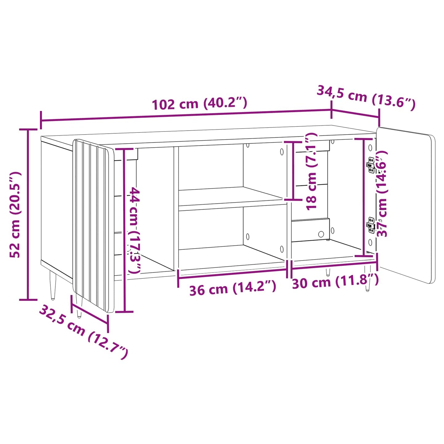 TV Cabinet 102 x 34.5 x 52 cm Smoked Oak Engineered Wood