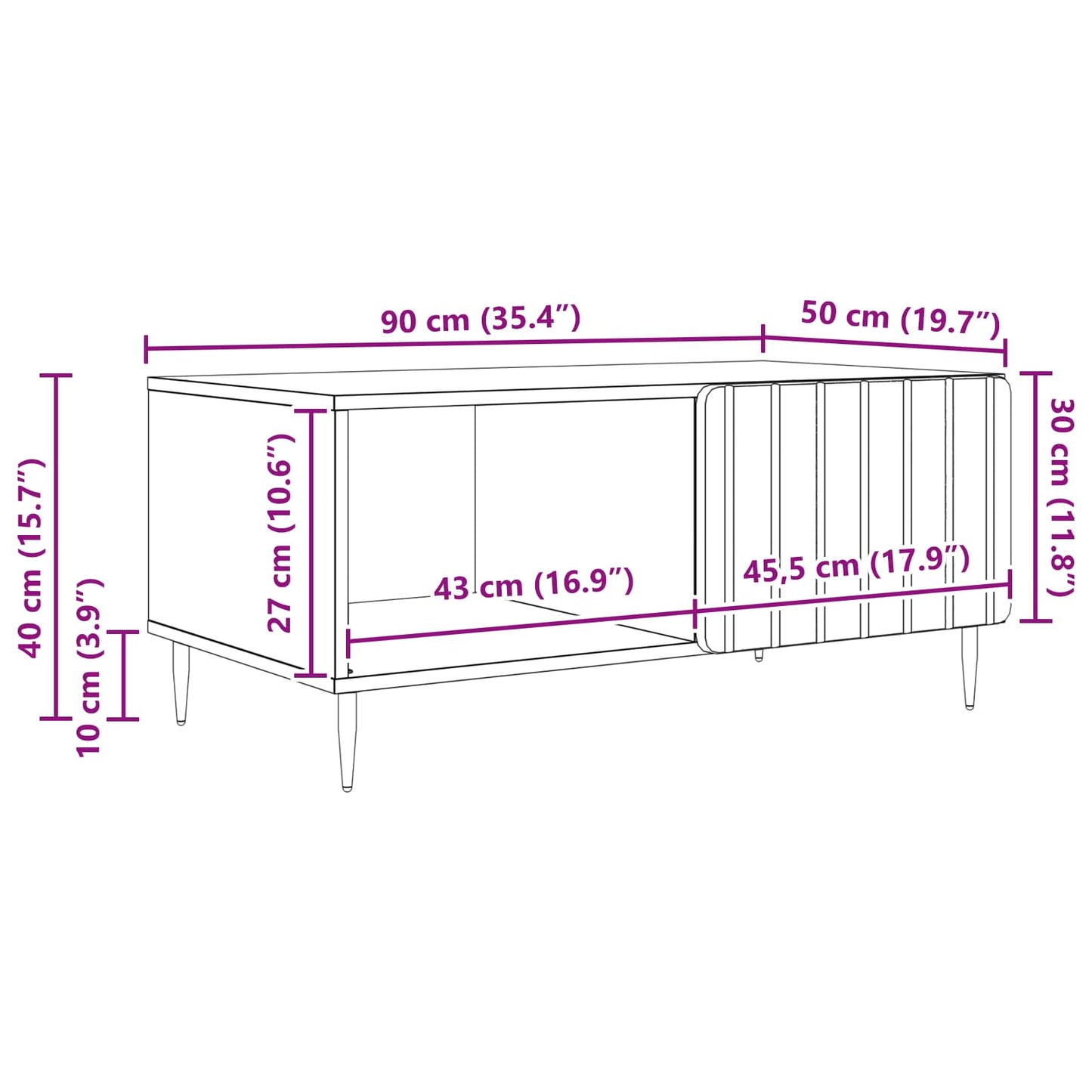 Coffee Table Sonoma Oak 90 x 50 x 40 cm Engineered Wood