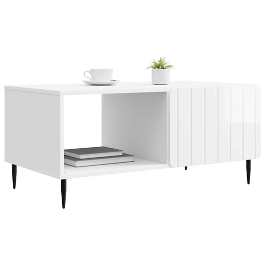 Coffee Table High Gloss White 90 x 50 x 40 cm Engineered Wood Coffee Table High Gloss White 90 x 50 x 40 cm Engineered Wood