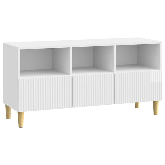 TV Cabinet High Gloss White 102 x 34.5 x 50 cm Engineered Wood TV Cabinet High Gloss White 102 x 34.5 x 50 cm Engineered Wood