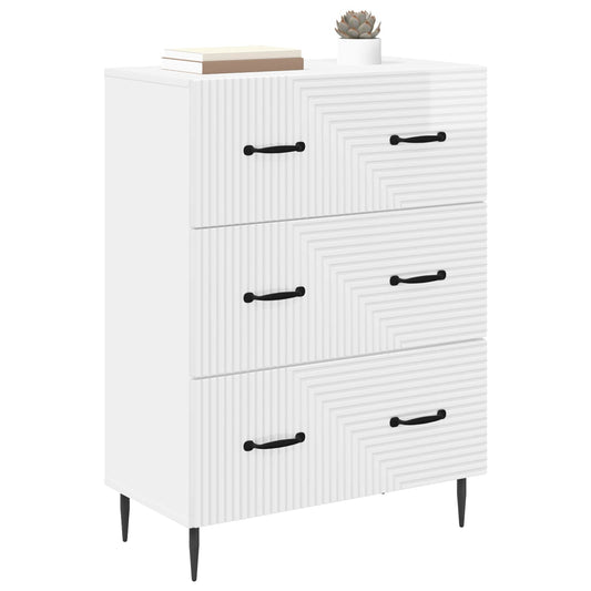 Drawer Cabinet High Gloss White 66 x 34.5 x 89.5 cm Drawer Cabinet High Gloss White 66 x 34.5 x 89.5 cm