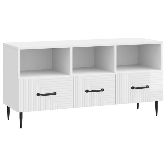 TV Cabinet High Gloss White 102 x 34.5 x 50 cm Engineered Wood TV Cabinet High Gloss White 102 x 34.5 x 50 cm Engineered Wood
