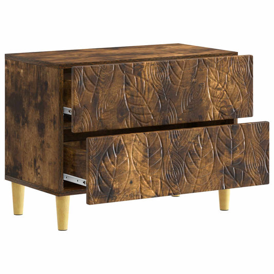 Bedside Table Smoked Oak 62 x 34.5 x 48 cm Engineered Wood Bedside Table Smoked Oak 62 x 34.5 x 48 cm Engineered Wood