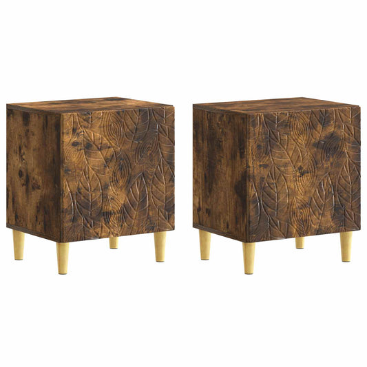 Bedside Table 2 pcs Smoked Oak 43 x 34.5 x 50 cm Bedside Table 2 pcs Smoked Oak 43 x 34.5 x 50 cm