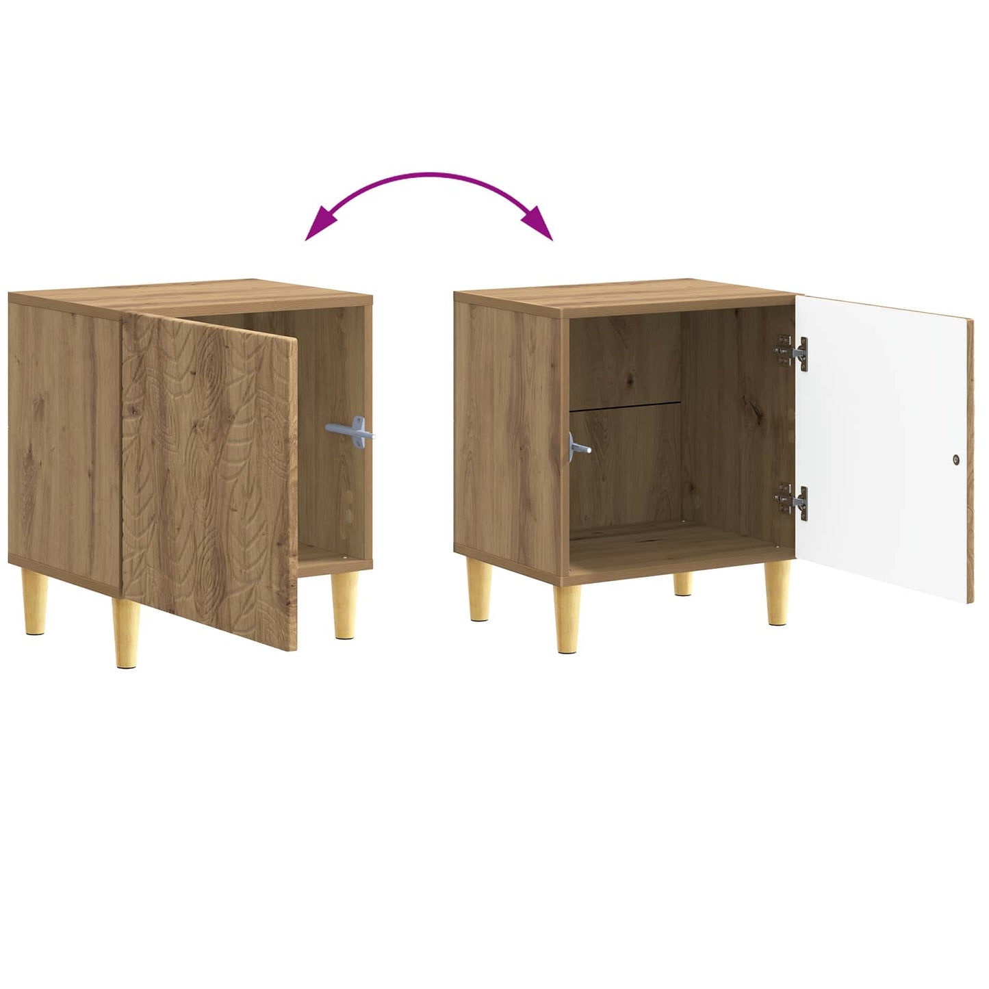 Bedside Table 2 pcs Artisan Oak 43 x 34.5 x 50 cm