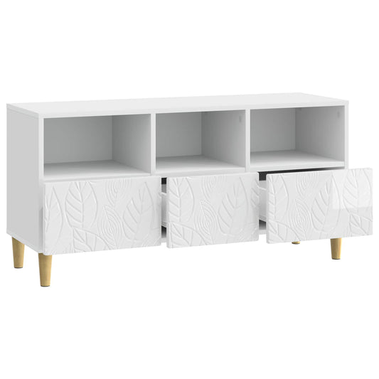 TV Cabinet 102 x 34.5 x 50 cm High Gloss White Engineered Wood TV Cabinet 102 x 34.5 x 50 cm High Gloss White Engineered Wood