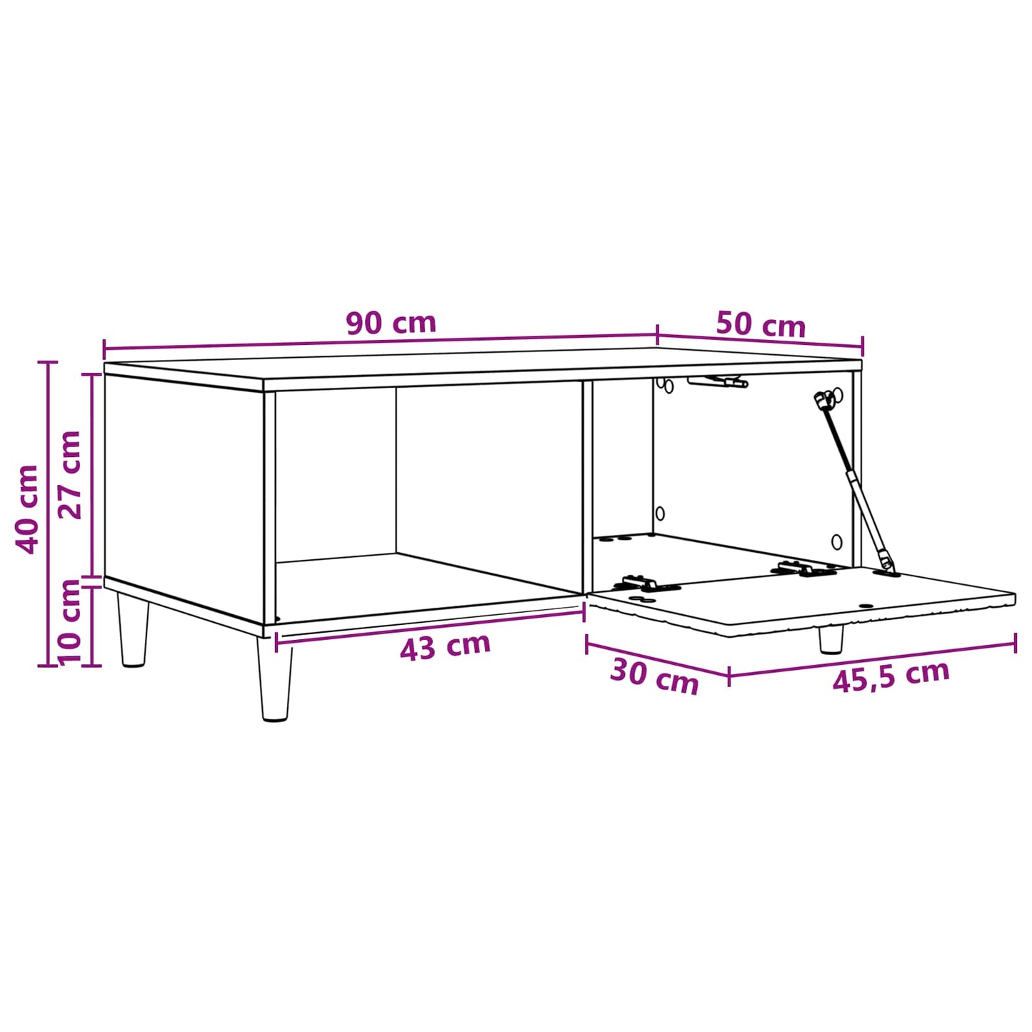 Coffee Table Artisan Oak 90 x 50 x 40 cm Engineered Wood