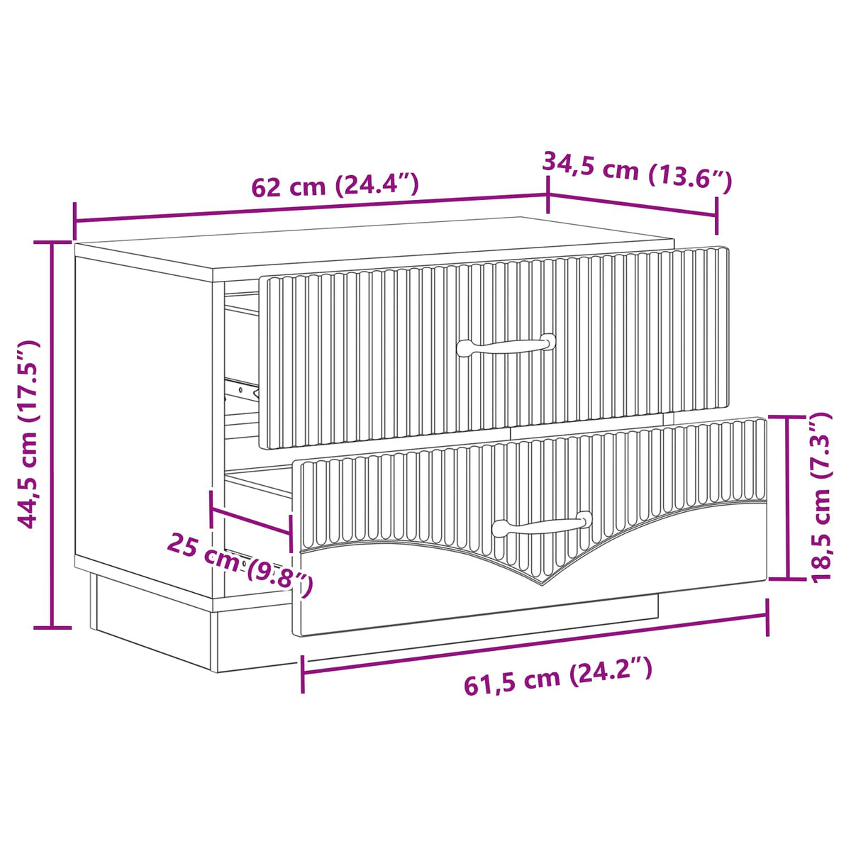 Bedside Cabinet Grey Sonoma 62 x 34.5 x 44.5 cm Engineered Wood