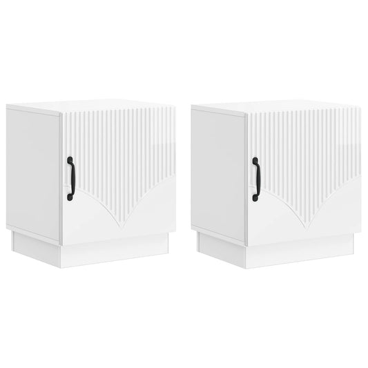 Bedside Table 2 pcs High Gloss White 43 x 34.5 x 47 cm Bedside Table 2 pcs High Gloss White 43 x 34.5 x 47 cm