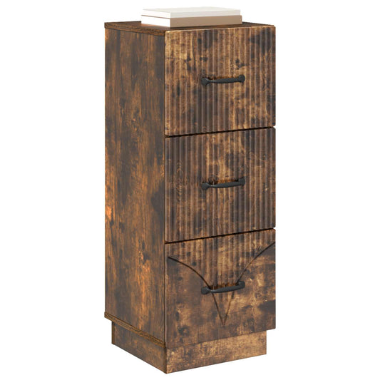 Drawer Cabinet Smoked Oak 33 x 34.5 x 87 cm Engineered Wood Drawer Cabinet Smoked Oak 33 x 34.5 x 87 cm Engineered Wood