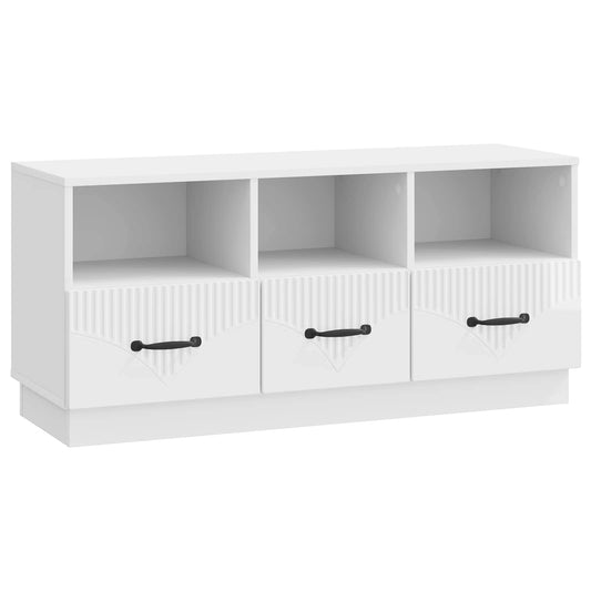 TV Cabinet High Gloss White 102 x 34.5 x 47 cm Engineered Wood TV Cabinet High Gloss White 102 x 34.5 x 47 cm Engineered Wood
