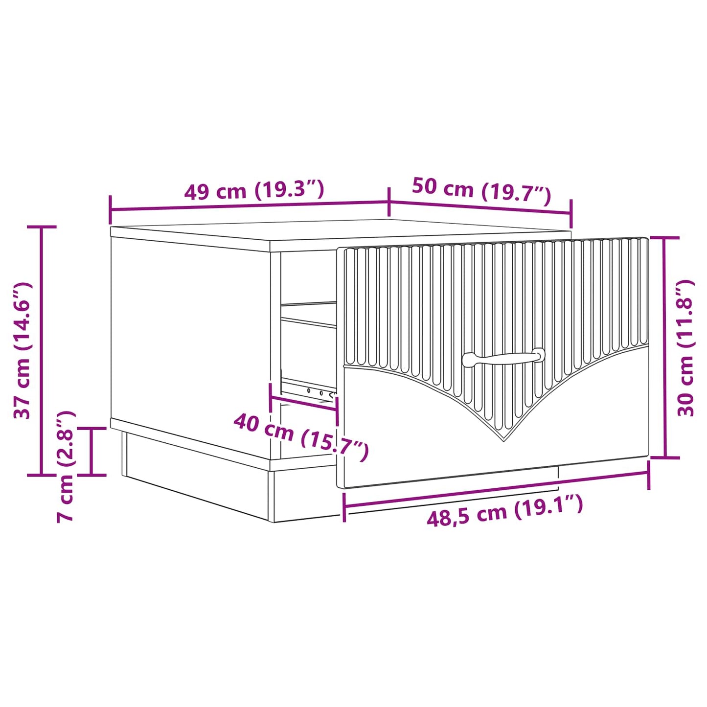 Coffee Table Grey Sonoma 49 x 50 x 37 cm Engineered Wood