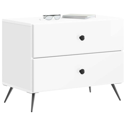 Bedside Cabinet High Gloss White 62 x 34.5 x 47.5 cm Bedside Cabinet High Gloss White 62 x 34.5 x 47.5 cm