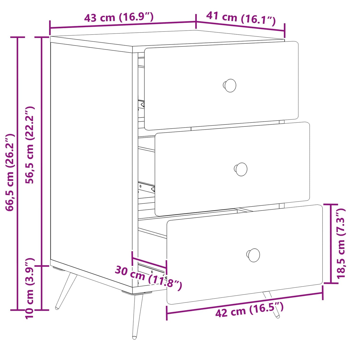 Bedside Cabinet Smoked Oak 43 x 41 x 66.5 cm Engineered Wood