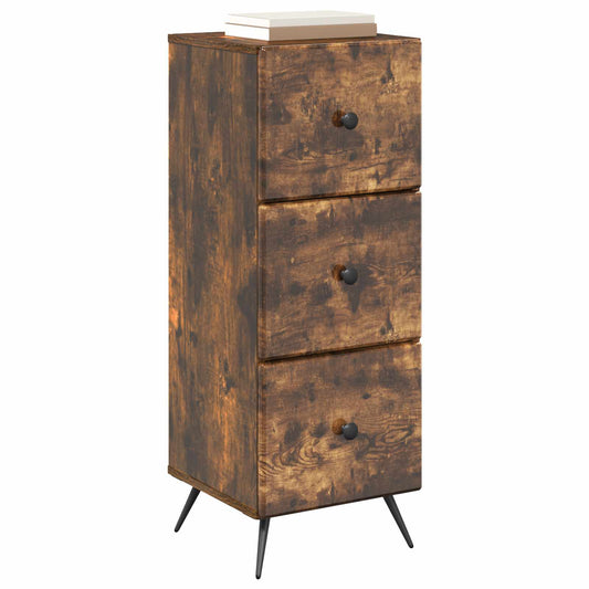 Drawer Cabinet Smoked Oak 33 x 34.5 x 90 cm Engineered Wood Drawer Cabinet Smoked Oak 33 x 34.5 x 90 cm Engineered Wood