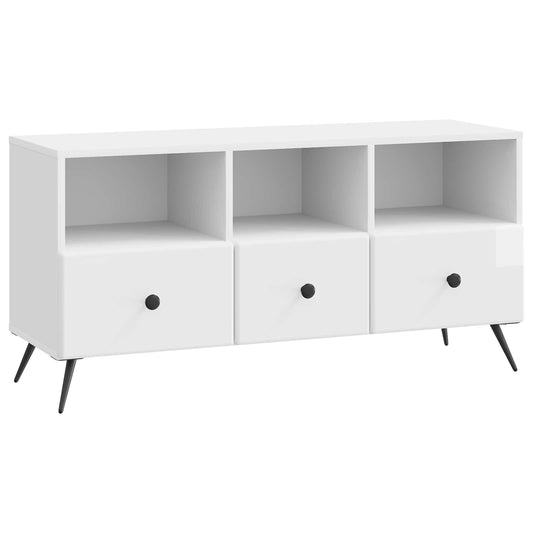 TV Cabinet High Gloss White 102 x 34.5 x 50 cm Engineered Wood TV Cabinet High Gloss White 102 x 34.5 x 50 cm Engineered Wood
