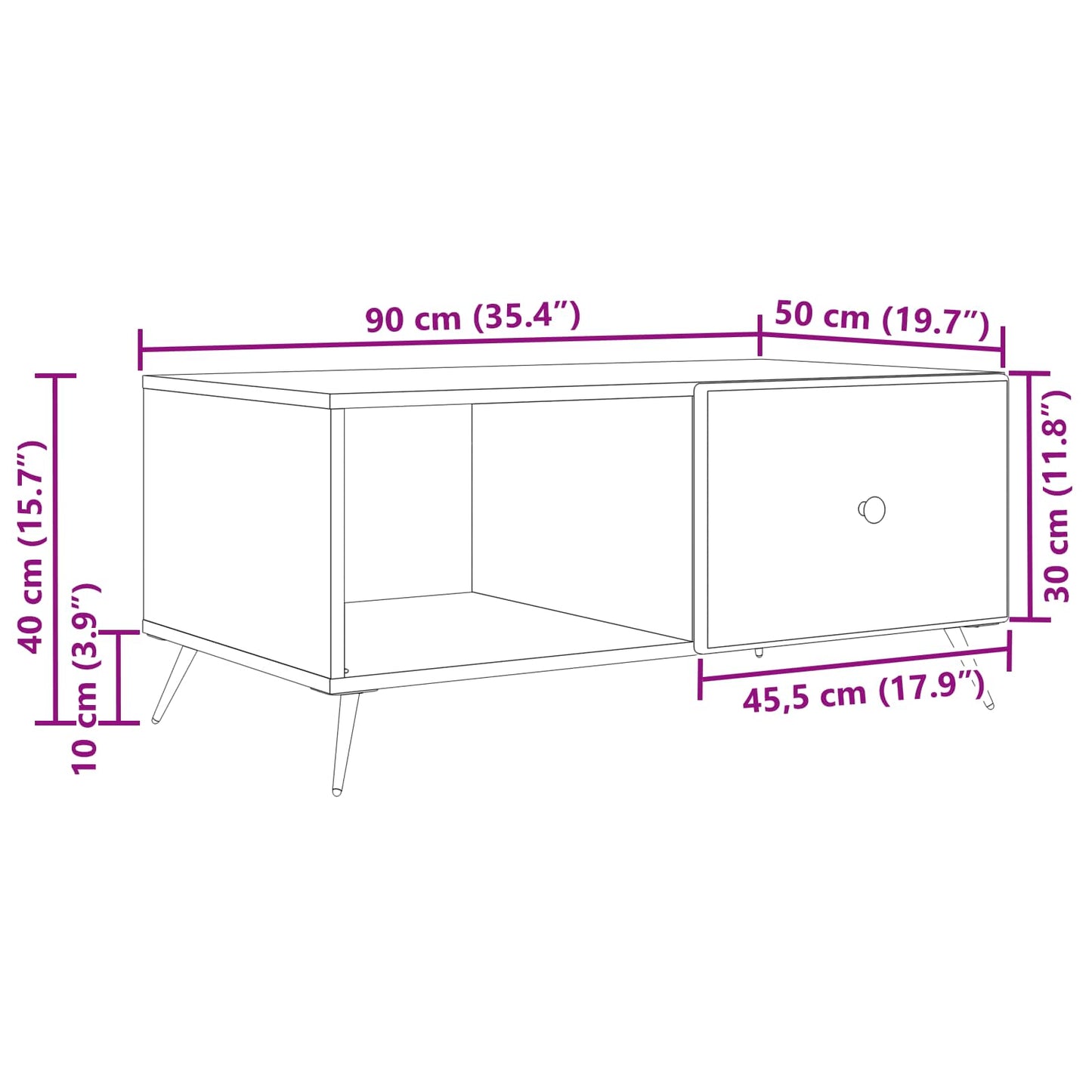 Coffee Table Smoked Oak 90 x 50 x 40 cm Engineered Wood