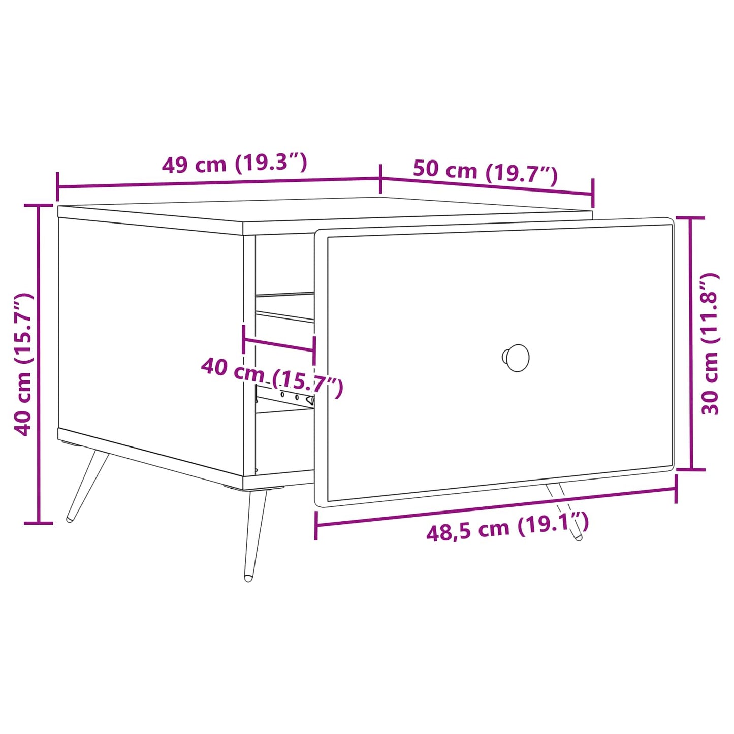 Coffee Table Grey Sonoma 49 x 50 x 40 cm Engineered Wood