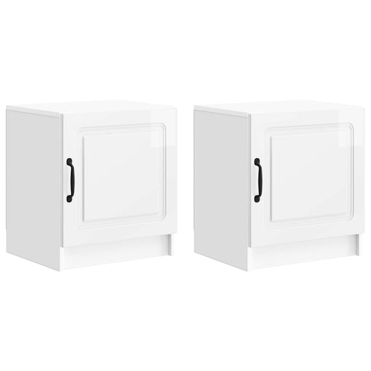 Bedside Cabinet 2 pcs High Gloss White 43 x 34.5 x 47 cm Bedside Cabinet 2 pcs High Gloss White 43 x 34.5 x 47 cm