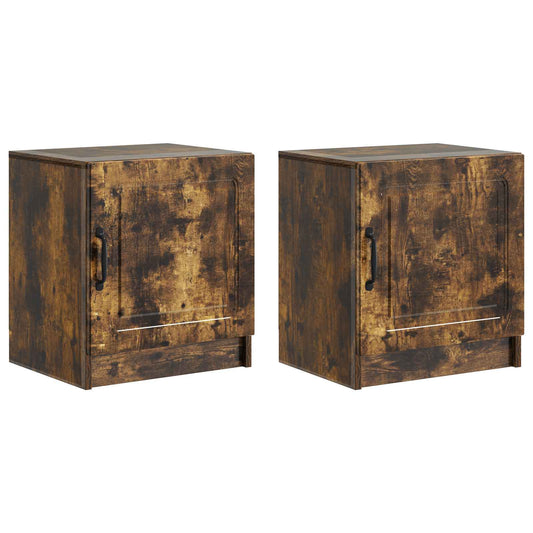 Bedside Cabinet 2 pcs Smoked Oak 43 x 34.5 x 47 cm Bedside Cabinet 2 pcs Smoked Oak 43 x 34.5 x 47 cm