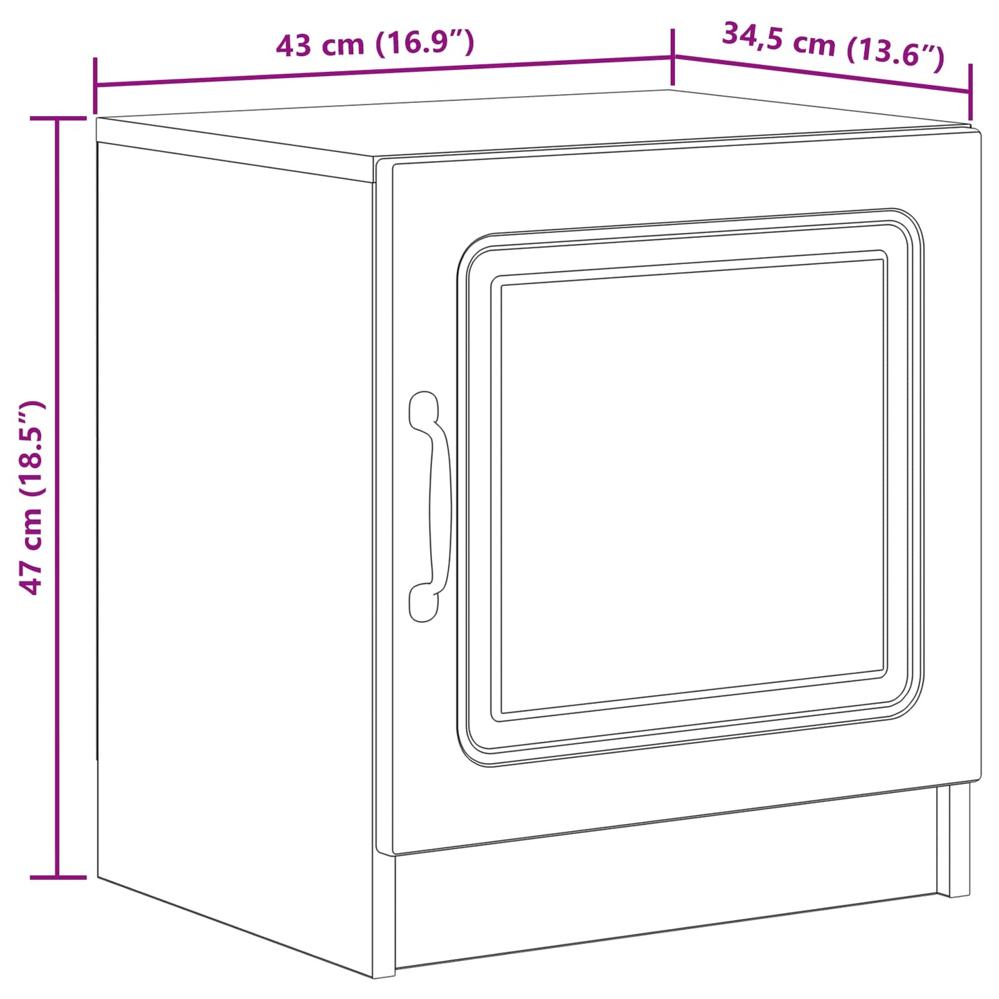 Bedside Cabinet Grey Sonoma 43 x 34.5 x 47 cm Engineered Wood