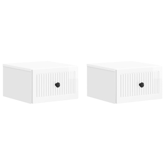 Wall-Mounted Bedside Cabinet 2 pcs High Gloss White Wall-Mounted Bedside Cabinet 2 pcs High Gloss White