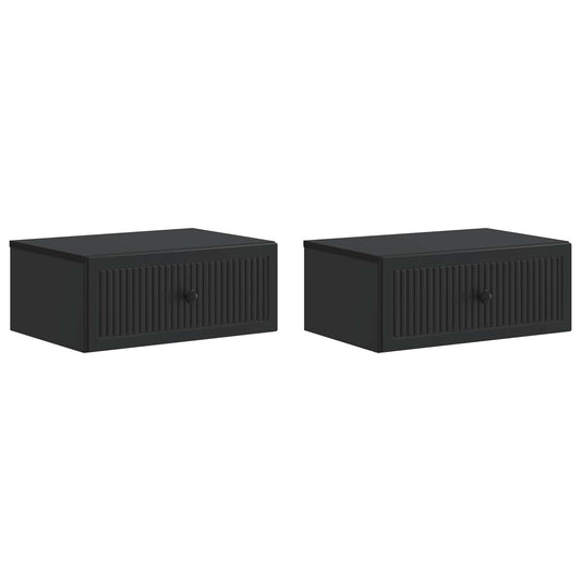 Bedside Cabinet 2 pcs Black 49 x 34.5 x 20 cm Engineered Wood Bedside Cabinet 2 pcs Black 49 x 34.5 x 20 cm Engineered Wood