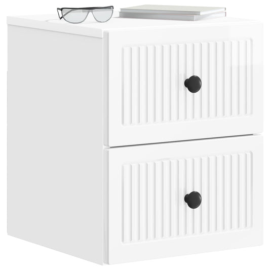 Wall-Mounted Bedside Cabinet with Drawer 2 pcs High Gloss White Wall-Mounted Bedside Cabinet with Drawer 2 pcs High Gloss White