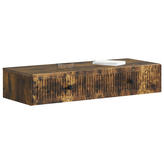 Wall-Mounted Side Table Smoked Oak 87.5 x 34.5 x 17 cm Wall-Mounted Side Table Smoked Oak 87.5 x 34.5 x 17 cm