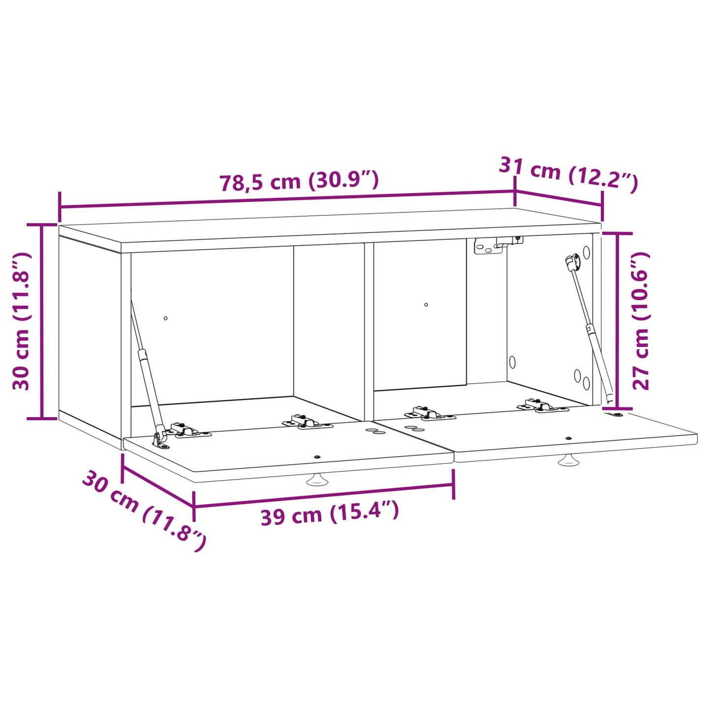 Wall-Mounted TV Cabinet Black 78.5 x 31 x 30 cm Engineered Wood
