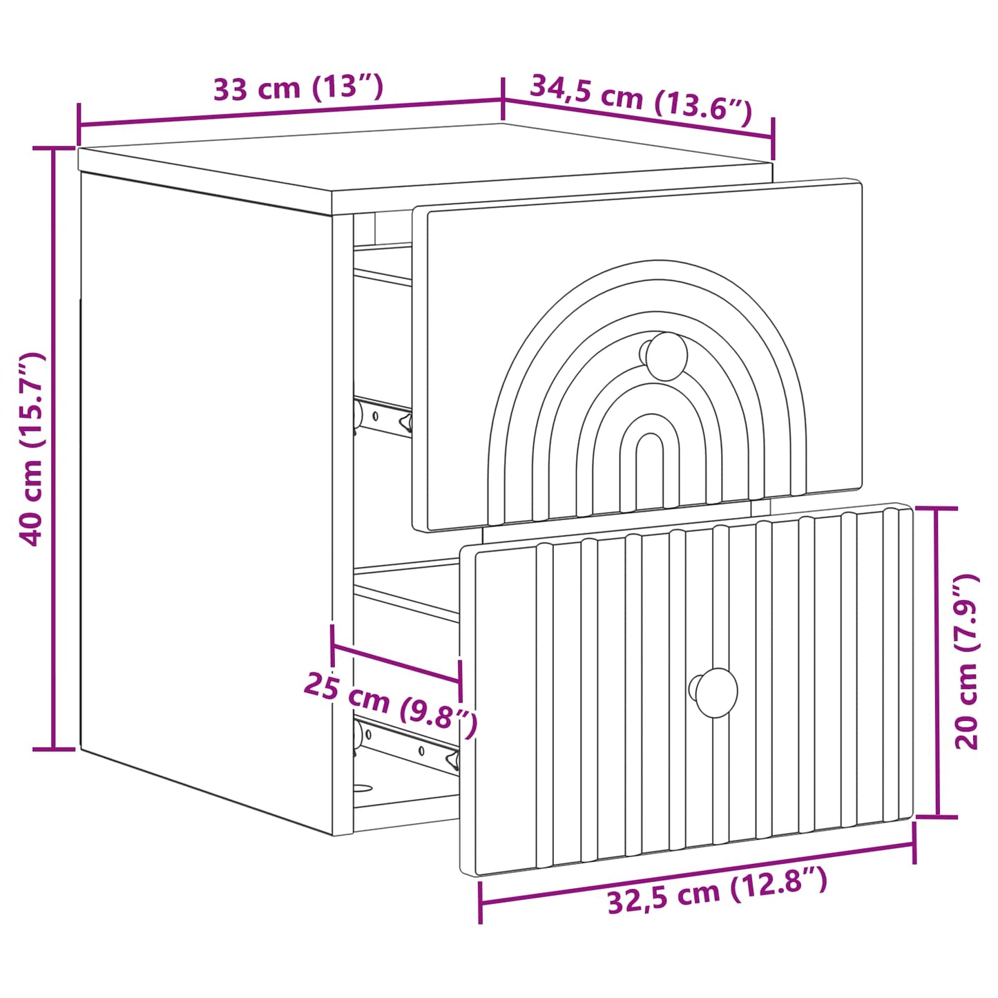 Wall-Mounted Bedside Cabinet 2 pcs White 33 x 34.5 x 40 cm