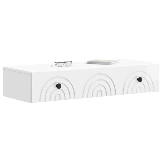 Wall-Mounted Side Table High Gloss White 87.5 x 34.5 x 17 cm Wall-Mounted Side Table High Gloss White 87.5 x 34.5 x 17 cm