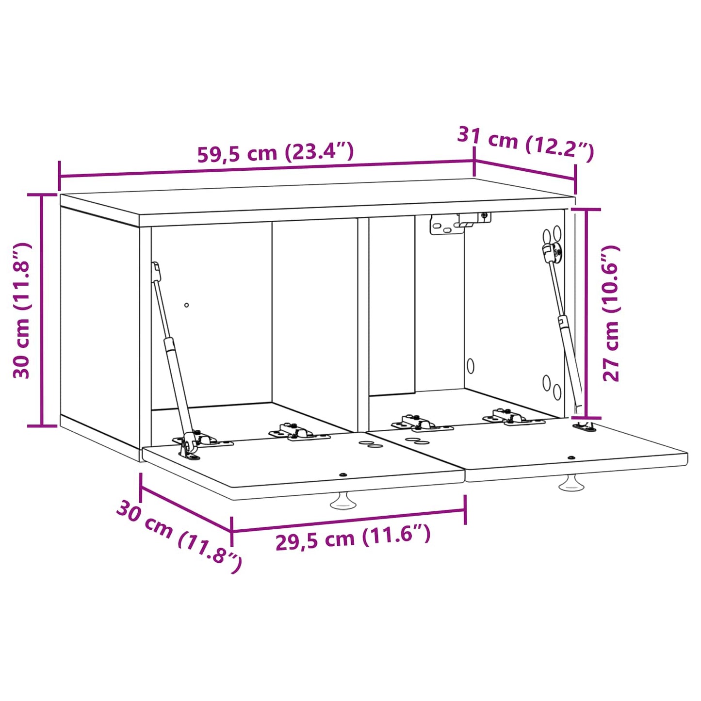 Wall-Mounted TV Cabinet Grey Sonoma 59.5 x 31 x 30 cm