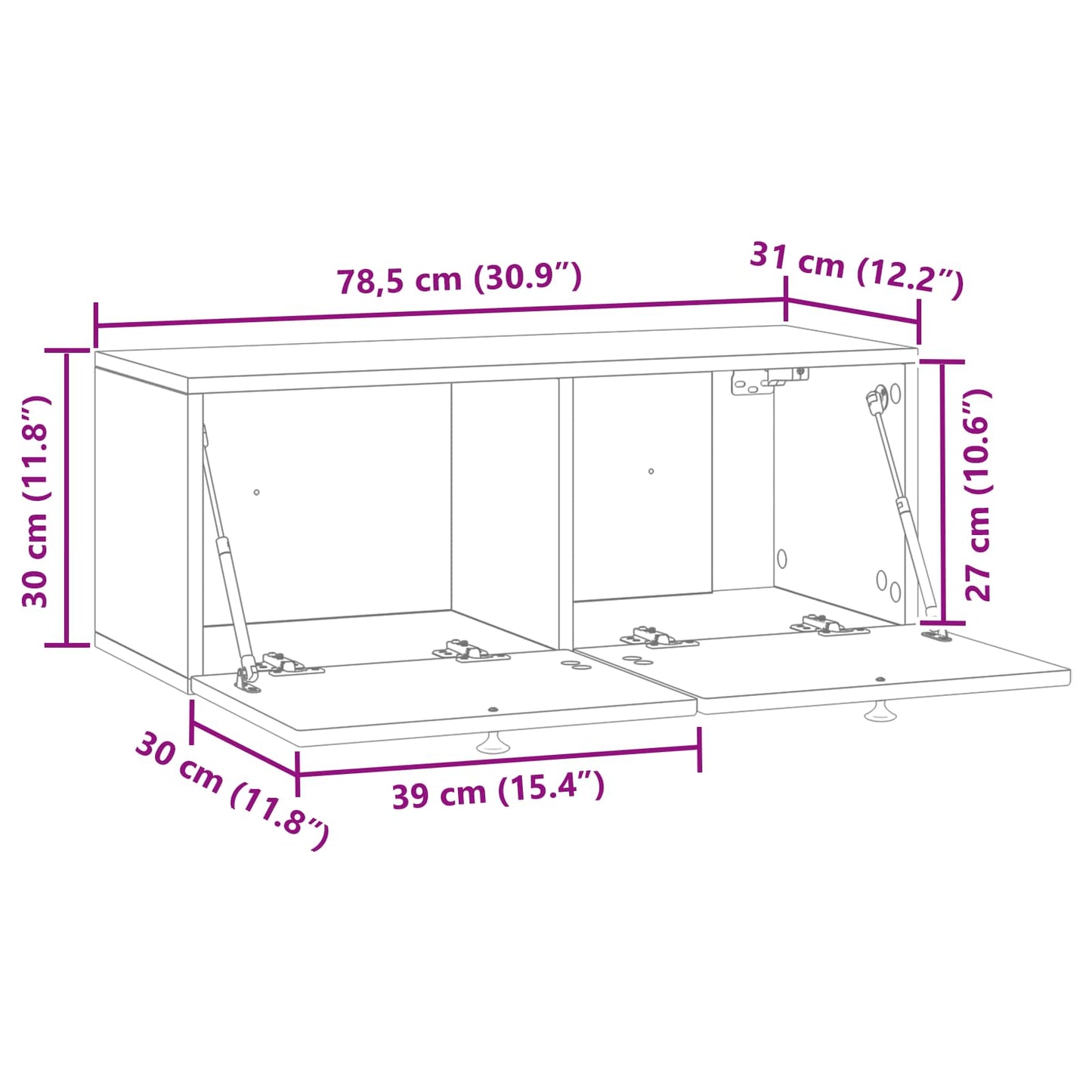 Wall-Mounted TV Cabinet Wall-mounted Old Wood 78.5 x 31 x 30 cm