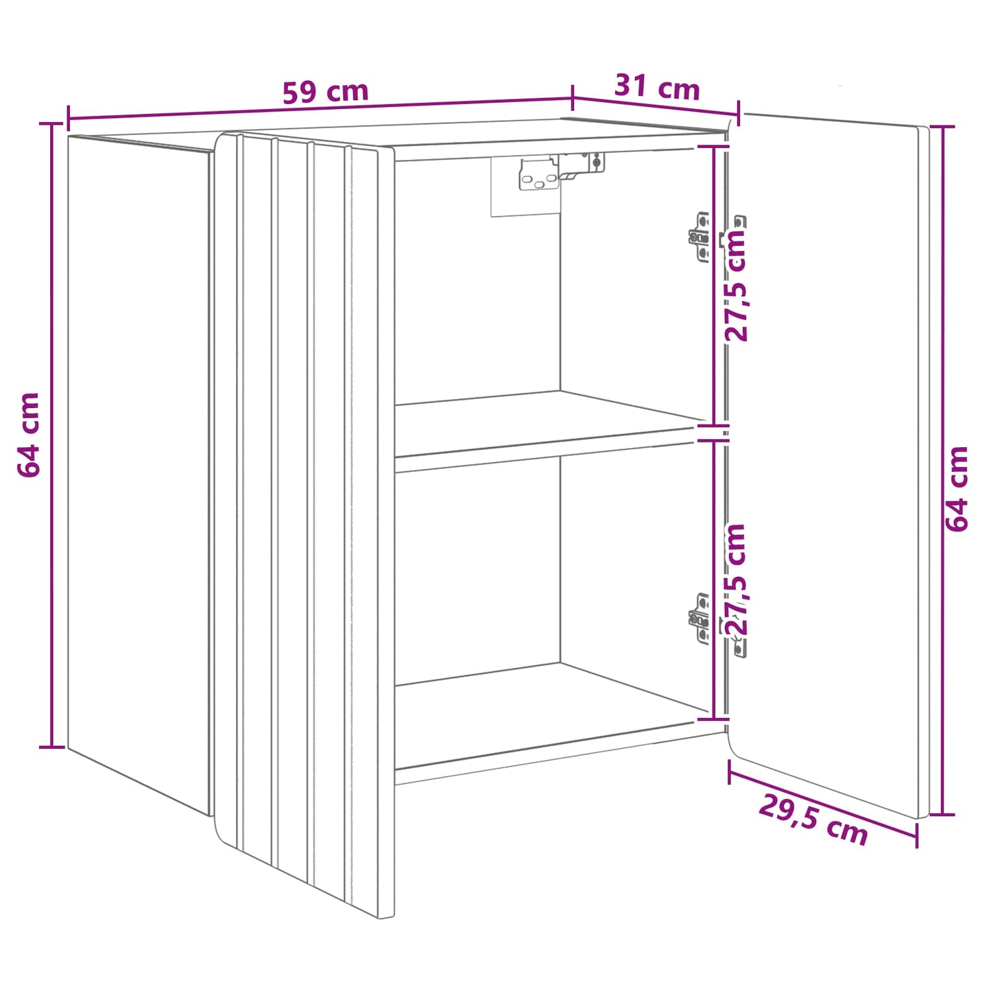 Wall-Mounted Cabinet 59 x 31 x 64 cm Engineered Wood