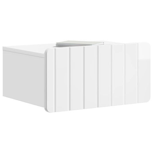 Wall-Mounted Bedside Cabinet with Drawer 2 pcs High Gloss White Wall-Mounted Bedside Cabinet with Drawer 2 pcs High Gloss White