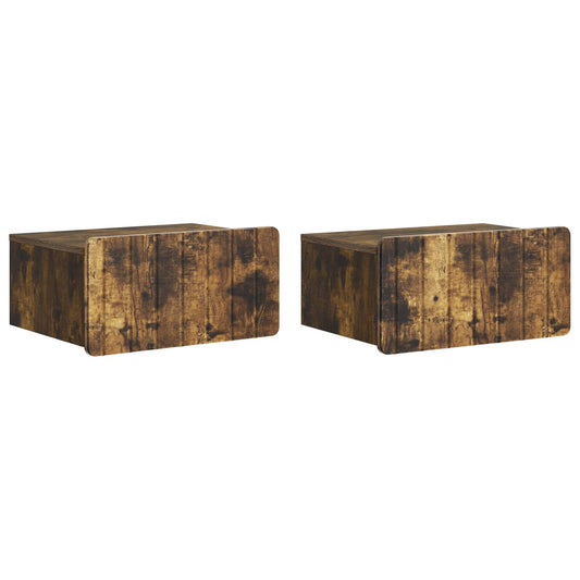 Wall-Mounted Bedside Cabinet 2 pcs Smoked Oak 49 x 34.5 x 24 cm Wall-Mounted Bedside Cabinet 2 pcs Smoked Oak 49 x 34.5 x 24 cm