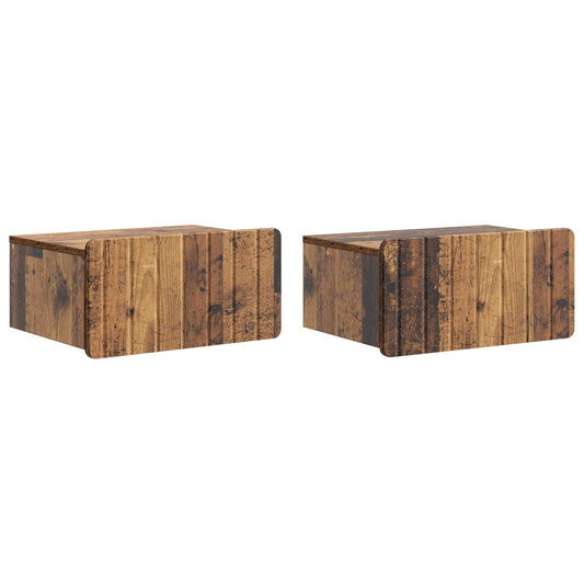 Wall-Mounted Bedside Cabinet 2 pcs Old Wood 49 x 34.5 x 24 cm Wall-Mounted Bedside Cabinet 2 pcs Old Wood 49 x 34.5 x 24 cm
