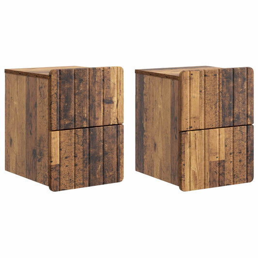 Wall-Mounted Bedside Cabinet 2 pcs Old Wood 33 x 34.5 x 43 cm Wall-Mounted Bedside Cabinet 2 pcs Old Wood 33 x 34.5 x 43 cm
