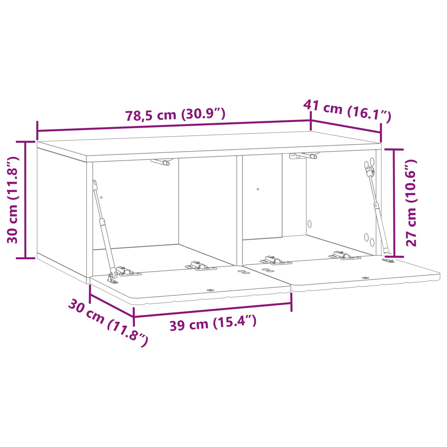 Wall-Mounted TV Cabinet Wall-mounted Old Wood 78.5 x 41 x 30 cm
