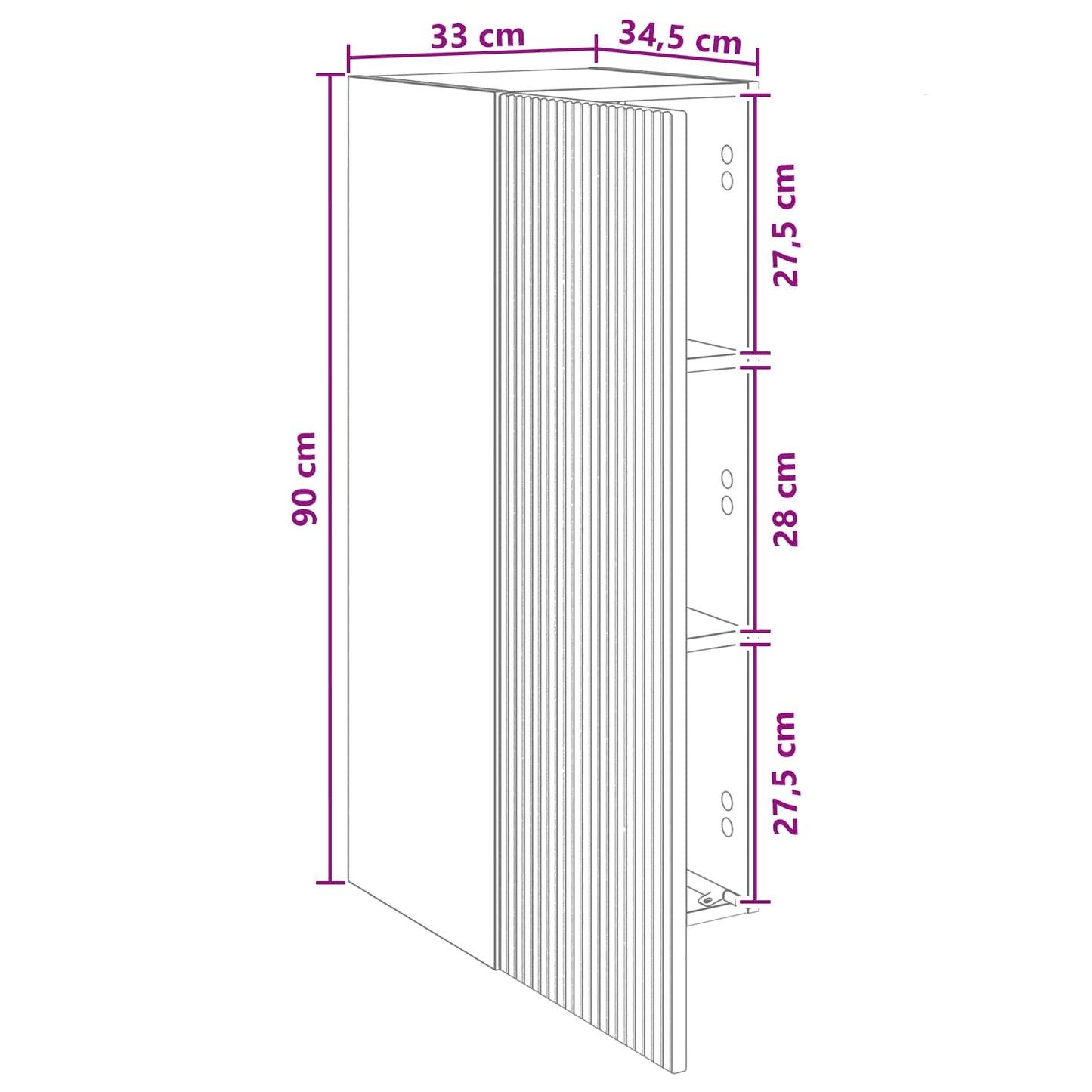 Wall-Mounted Cabinet 33 x 34.5 x 90 cm Engineered Wood White