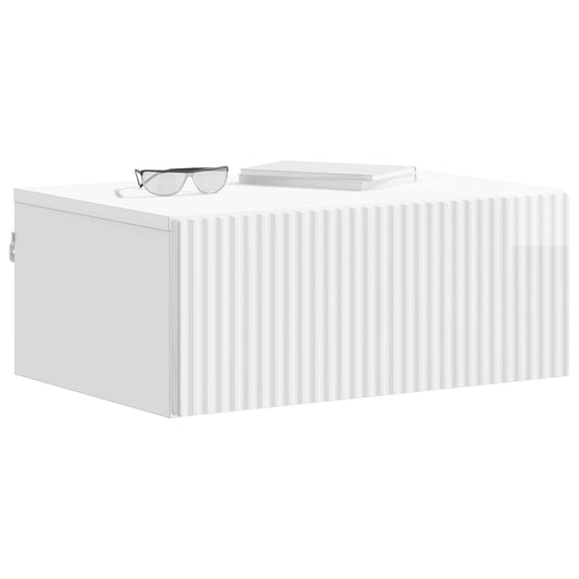 Wall-Mounted Bedside Cabinet with Drawer 2 pcs High Gloss White Wall-Mounted Bedside Cabinet with Drawer 2 pcs High Gloss White