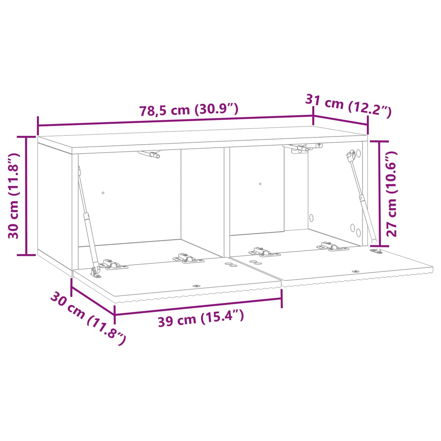 Wall-Mounted TV Cabinet Smoked Oak 78.5 x 31 x 30 cm