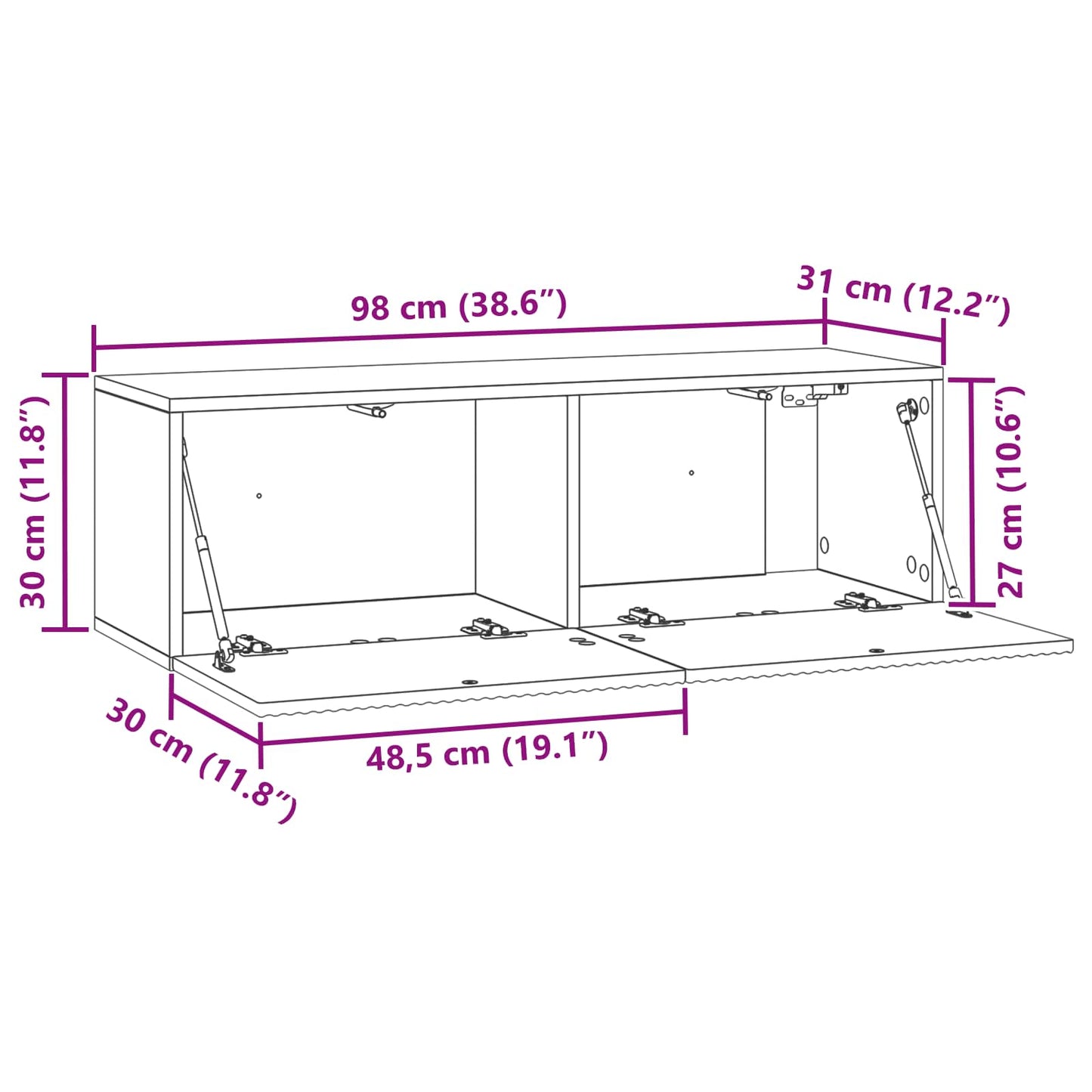 Wall-Mounted TV Cabinet Wall-mounted Old Wood 98 x 31 x 30 cm