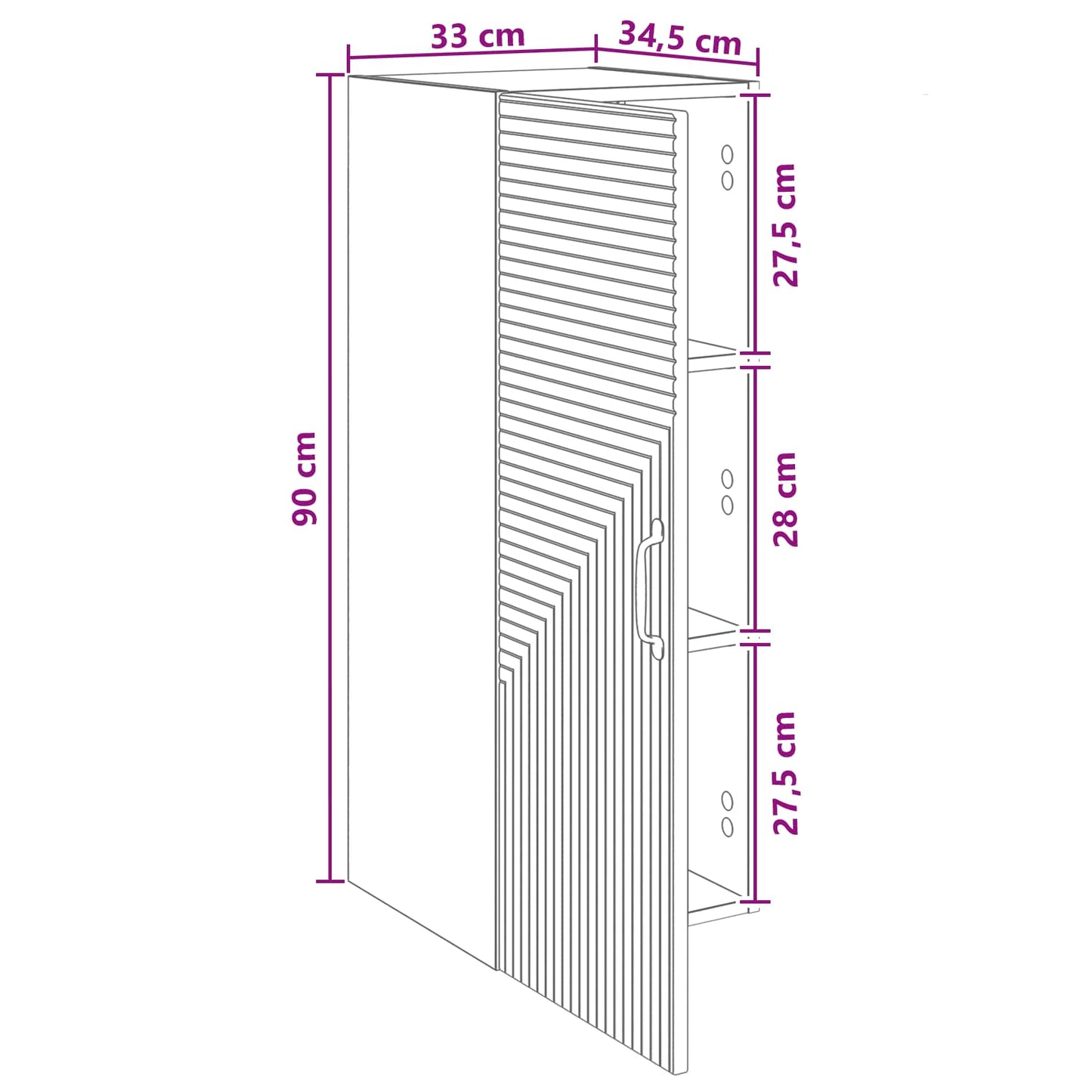 Wall-Mounted Cabinet Black 33 x 34.5 x 90 cm Engineered Wood